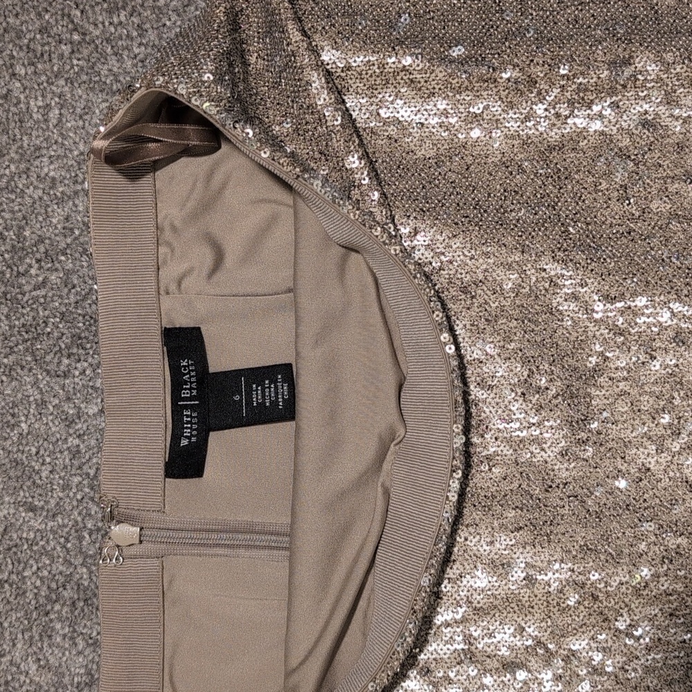 White House Black Market Gold Sequin Pencil Skirt - Picture 2 of 3